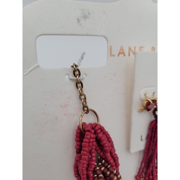 Lane Bryant Jewelry Set Necklace And 2 Pairs Earrings Dark pink Rope Beaded - Picture 5 of 6